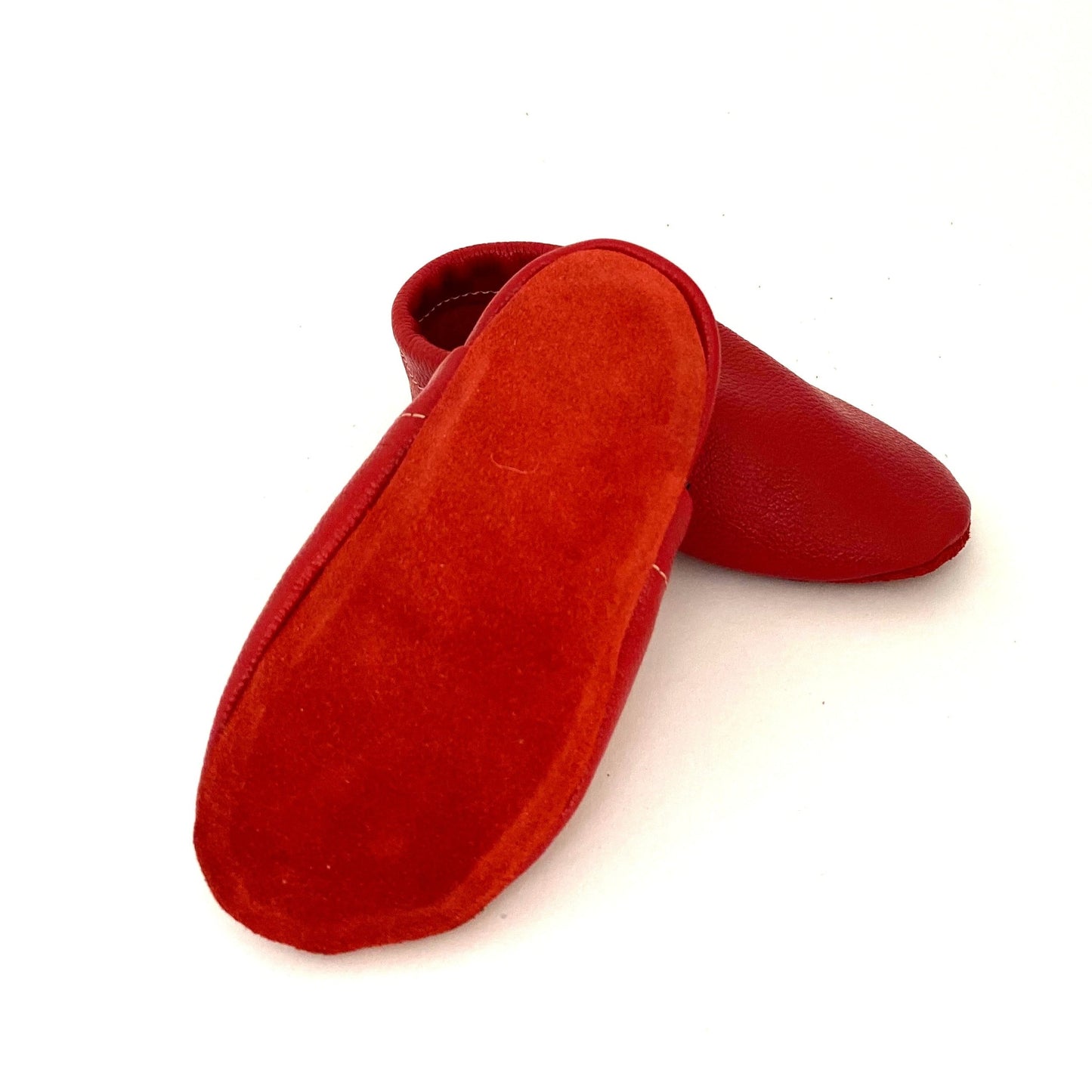 Pantau Krabbelschuh in der Farbe Rot mit rutschfester Rauledersohle