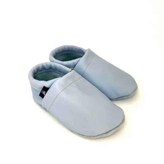 Pantau Krabbelschuh in Hellblau in weichem Echtleder mit Rauledersohle